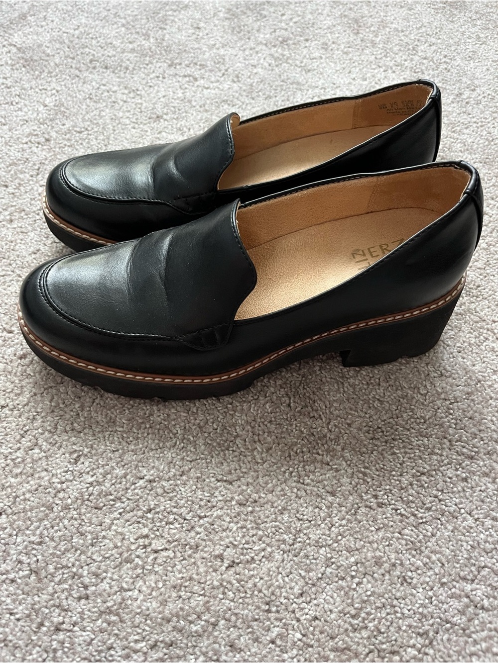 Women’s Black Leather Platform Loafers